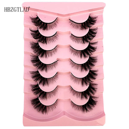 NEW 7Pairs Cat Eye Lashes Faux Mink Eyelashes Natural long Full Strip Lashes Winged End Eye Elongated Fake Lashes Soft Eyelashes