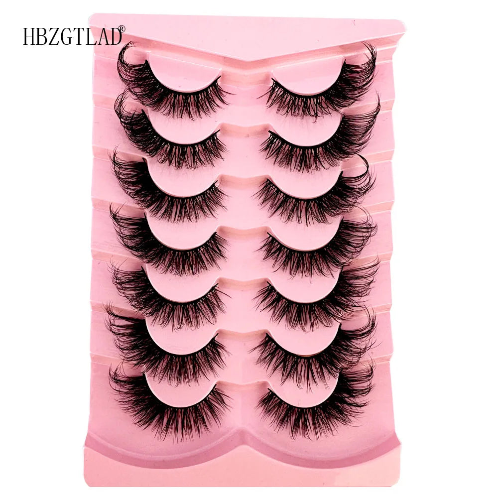 NEW 7Pairs Cat Eye Lashes Faux Mink Eyelashes Natural long Full Strip Lashes Winged End Eye Elongated Fake Lashes Soft Eyelashes