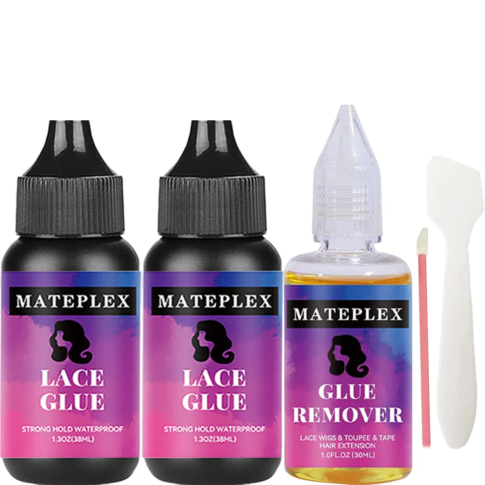 4PCS/Lot Wig Glue for Lace Waterproof Lace Glue Adhesive Strong Hold Hair Edge Control Melt Band Hair Brush Wig Installation Kit