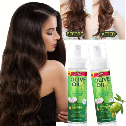 207ML Curly Hair Mousse For Wigs No-Flaking Olive Oil Hair Styling Mousse Anti-Frizz Hair Foam Mousse For Styling Hair Products