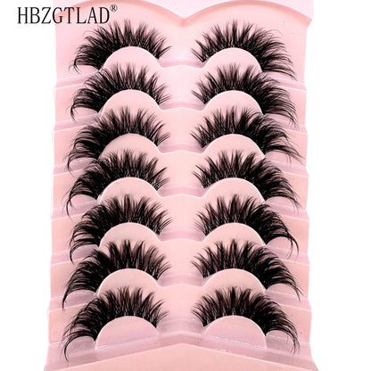 NEW 7Pairs Cat Eye Lashes Faux Mink Eyelashes Natural long Full Strip Lashes Winged End Eye Elongated Fake Lashes Soft Eyelashes