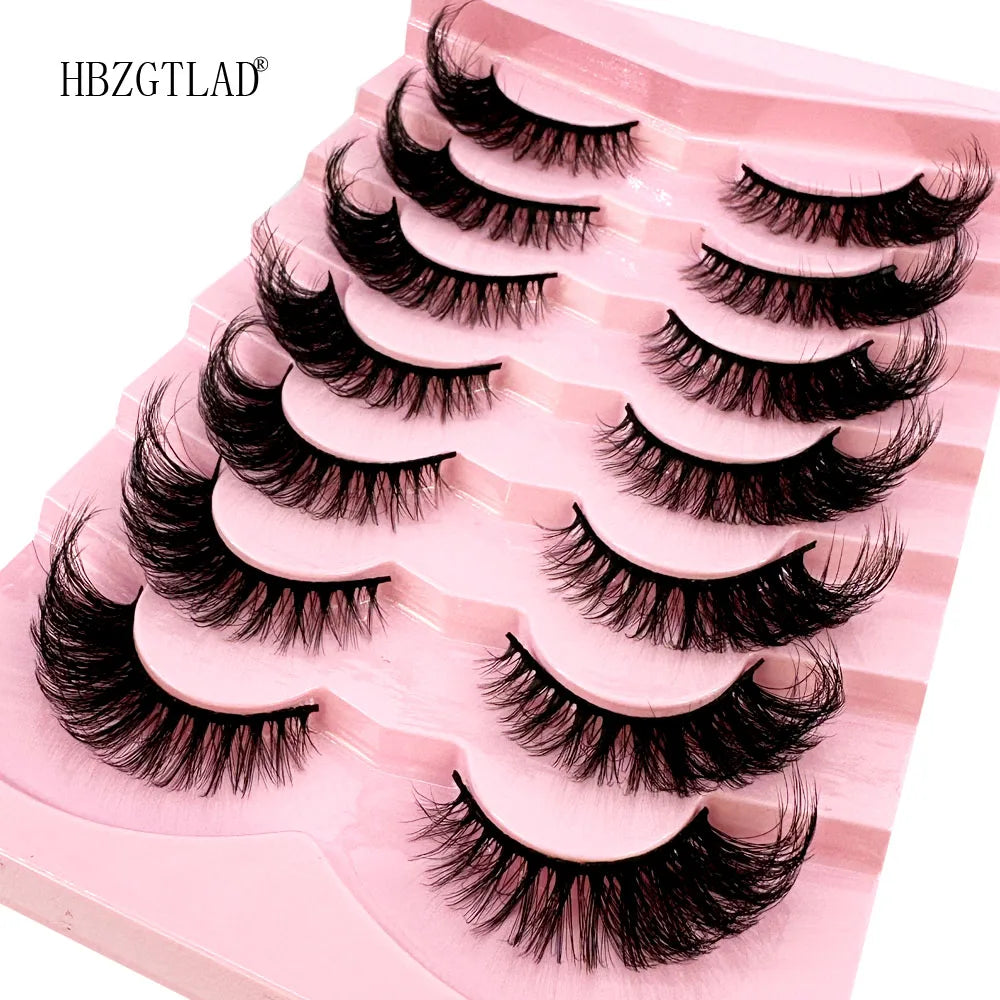 NEW 7Pairs Cat Eye Lashes Faux Mink Eyelashes Natural long Full Strip Lashes Winged End Eye Elongated Fake Lashes Soft Eyelashes