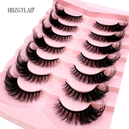 NEW 7Pairs Cat Eye Lashes Faux Mink Eyelashes Natural long Full Strip Lashes Winged End Eye Elongated Fake Lashes Soft Eyelashes