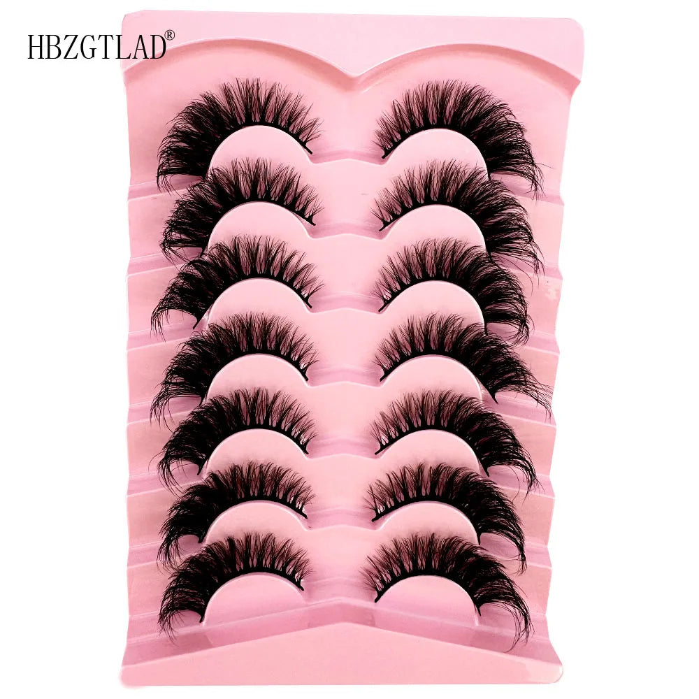 NEW 7Pairs Cat Eye Lashes Faux Mink Eyelashes Natural long Full Strip Lashes Winged End Eye Elongated Fake Lashes Soft Eyelashes