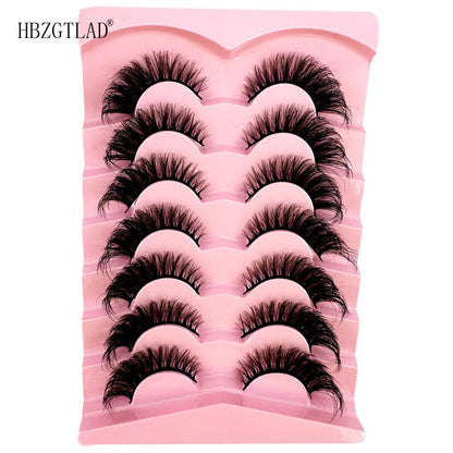 NEW 7Pairs Cat Eye Lashes Faux Mink Eyelashes Natural long Full Strip Lashes Winged End Eye Elongated Fake Lashes Soft Eyelashes