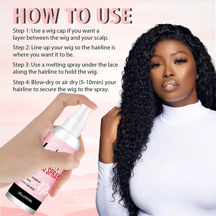 LOCKMIO 60ML Fast Dry Melting Spray Lace Glue Adhesive Long Lasting Hold Wig Mesh Adhesive Cosplay Wig Installation Fixing Agent