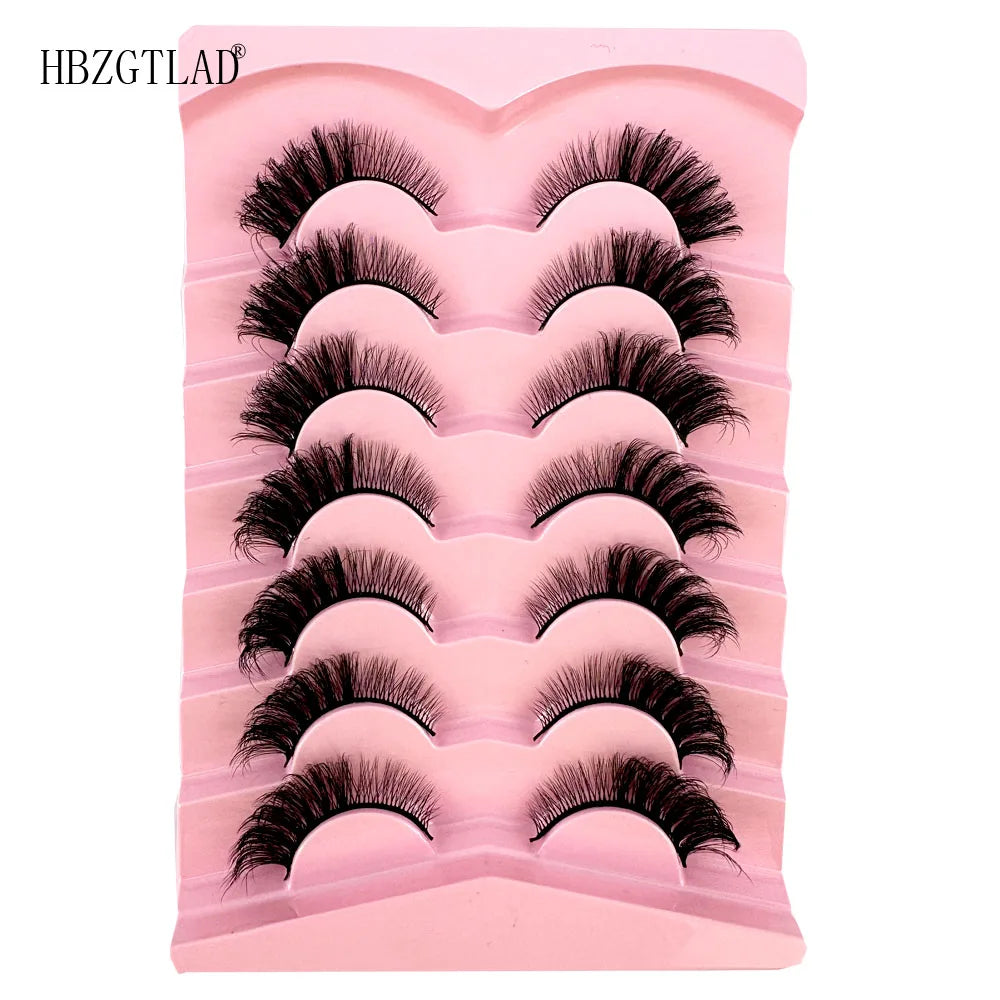 NEW 7Pairs Cat Eye Lashes Faux Mink Eyelashes Natural long Full Strip Lashes Winged End Eye Elongated Fake Lashes Soft Eyelashes