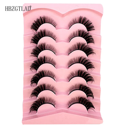 NEW 7Pairs Cat Eye Lashes Faux Mink Eyelashes Natural long Full Strip Lashes Winged End Eye Elongated Fake Lashes Soft Eyelashes