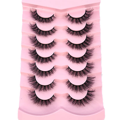 New 7 Pairs Mink Lashes Natural Look False Eyelashes Wispy Cat Eye Lashes Fluffy 3D Mink Lashes Natural Fake Lashes Strip Lashes