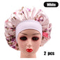 2Pcs Large Print Satin Bonnet With Stretchy Headwrap For Curly Hair Smooth Women Hair Cover Hair Wrap Cap Silk Scarf Sleep Hat