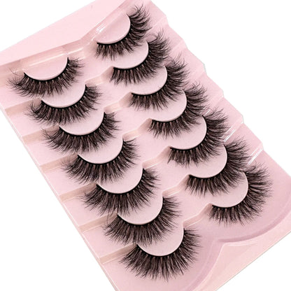 Mink Lashes Natural Look False Eyelashes Wispy Cat Eye Lashes Fluffy 3D Mink Lashes Natural Fake Lashes Strip Lashes Pack 7Pairs