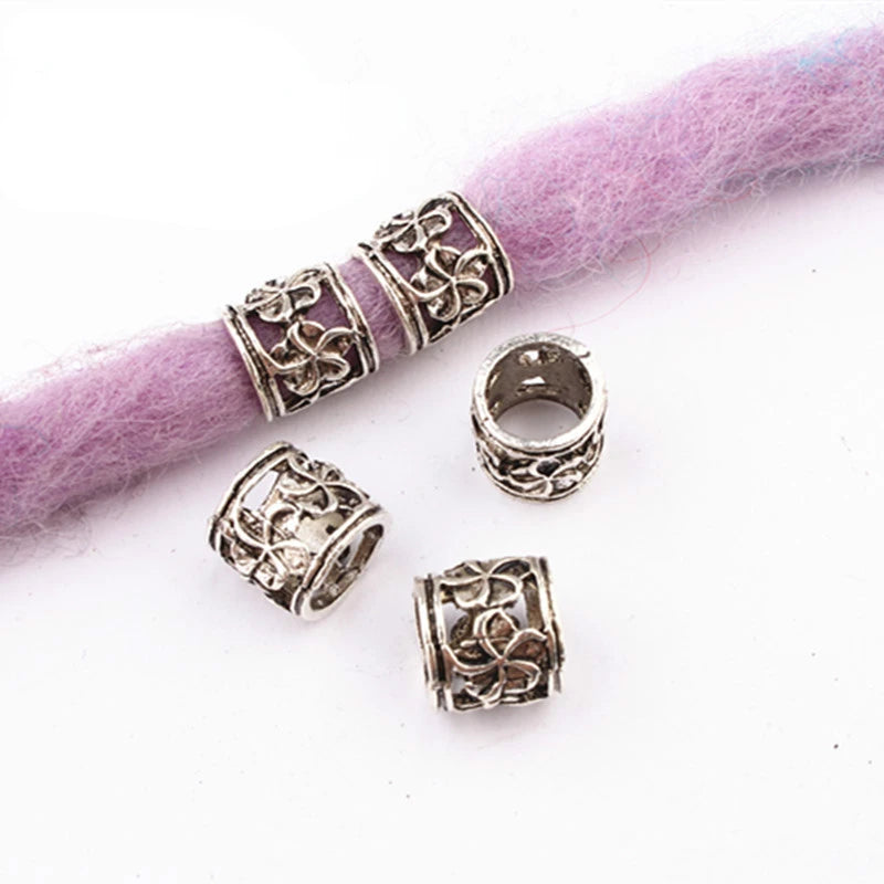5Pcs/bag Metal Hair Braid Rings Dreadlock Beads Cuffs Tubes 3D Charms Dreadlock Dread Hair Braids Jewelry Decoration Accessories