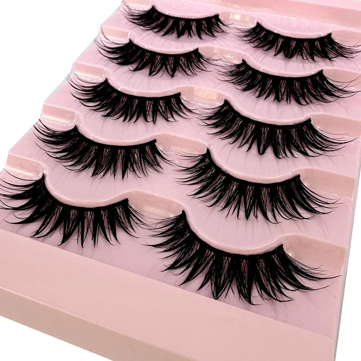 NEW 5Pairs Cosplay Anime Eyelashes Makeup Women Manga Lashes Dramatic Fairy Clusters False Lashes Wet Look Fake Lashes