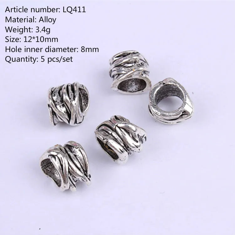 5Pcs/bag Metal Hair Braid Rings Dreadlock Beads Cuffs Tubes 3D Charms Dreadlock Dread Hair Braids Jewelry Decoration Accessories