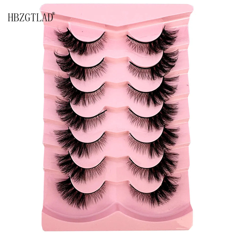 NEW 7Pairs Cat Eye Lashes Faux Mink Eyelashes Natural long Full Strip Lashes Winged End Eye Elongated Fake Lashes Soft Eyelashes