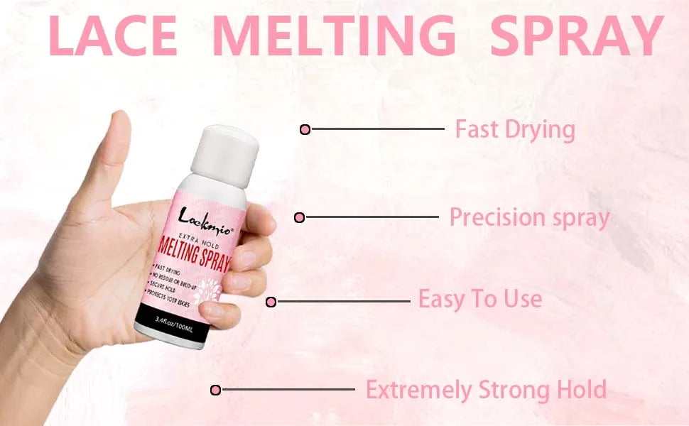 LOCKMIO Melting Spray Glue Adhesive Remover Edge Control Wax Stick Band Brush Hair Extension Kit For Lace Wig