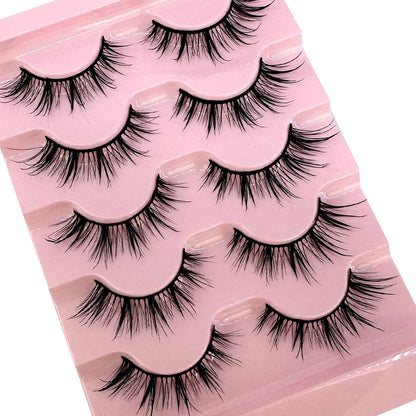 NEW 5Pairs Cosplay Anime Eyelashes Makeup Women Manga Lashes Dramatic Fairy Clusters False Lashes Wet Look Fake Lashes