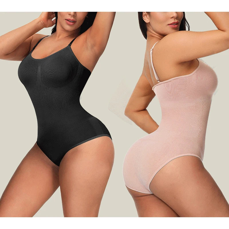 V Neck Spaghetti Strap Bodysuits Compression Body Suits Open Crotch Shapewear Slimming Body Shaper Smooth Out Bodysuit Shaper