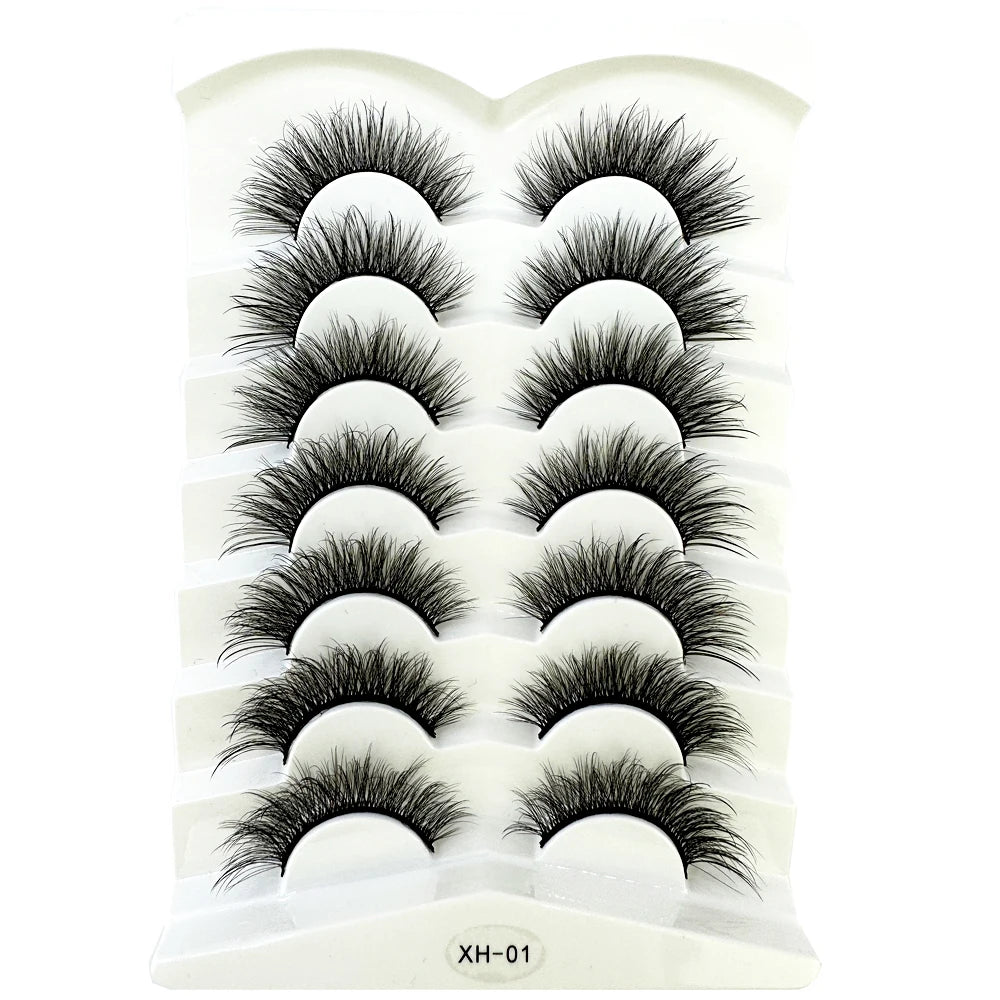 NEW 7Pairs Cat Eye Lashes Faux Mink Eyelashes Natural long Full Strip Lashes Winged End Eye Elongated Fake Lashes Soft Eyelashes