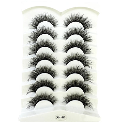 NEW 7Pairs Cat Eye Lashes Faux Mink Eyelashes Natural long Full Strip Lashes Winged End Eye Elongated Fake Lashes Soft Eyelashes