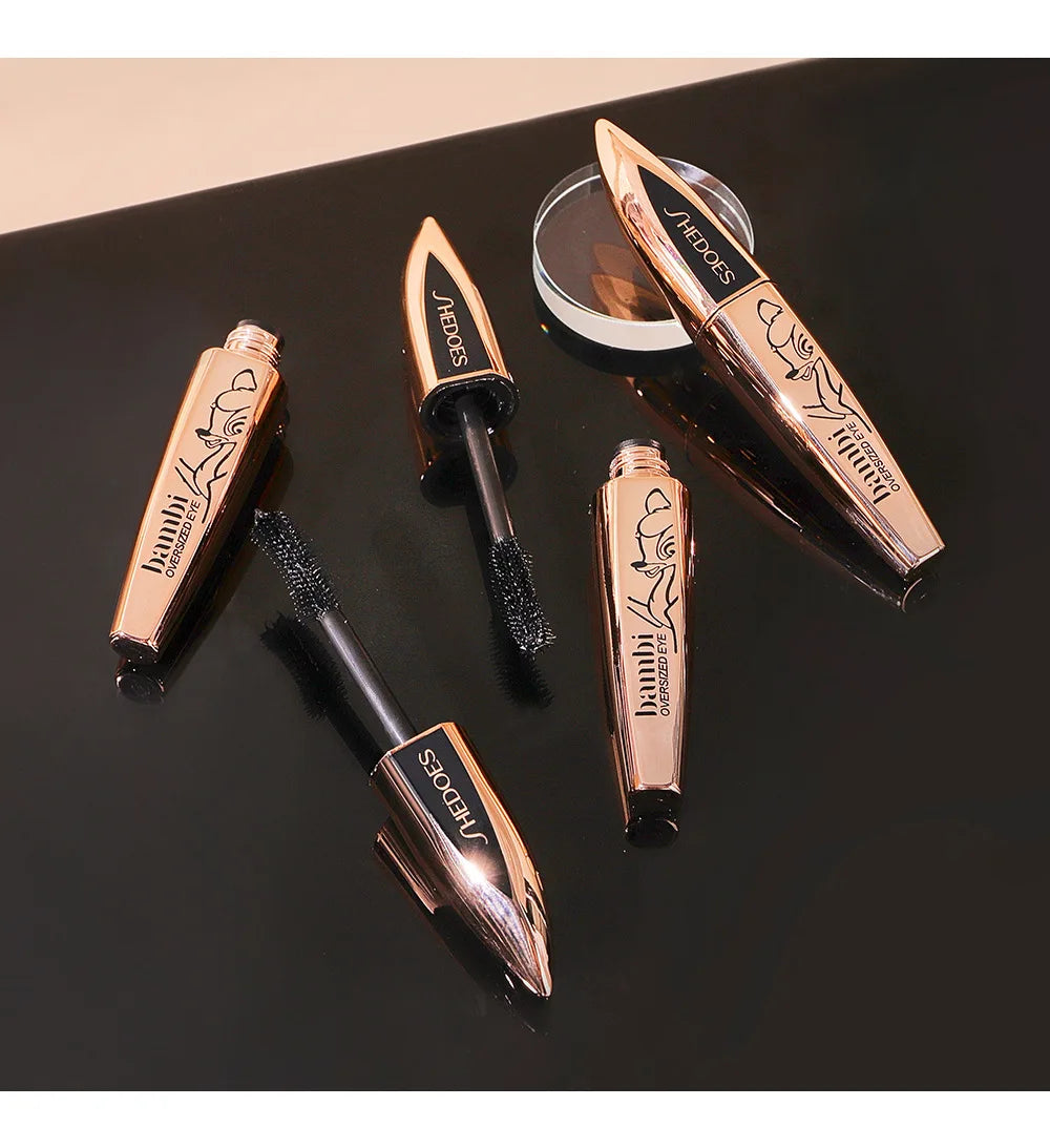 5D Thick and Long Black Silk Fiber Deer Eye Black Large Capacity Eye Makeup: Black Cosmetics Beauty Eye Makeup