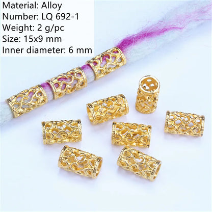 5Pcs/bag Metal Hair Braid Rings Dreadlock Beads Cuffs Tubes 3D Charms Dreadlock Dread Hair Braids Jewelry Decoration Accessories