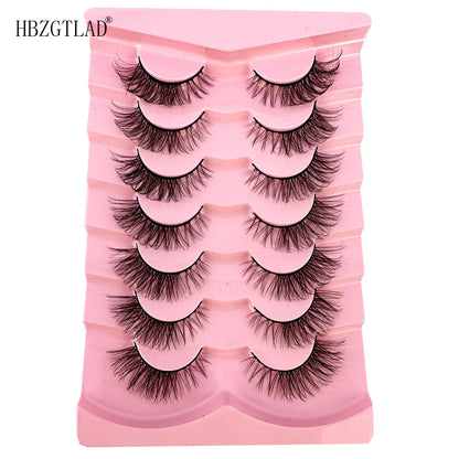 NEW 7Pairs Cat Eye Lashes Faux Mink Eyelashes Natural long Full Strip Lashes Winged End Eye Elongated Fake Lashes Soft Eyelashes