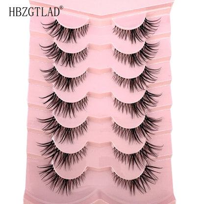 NEW 7Pairs Cat Eye Lashes Faux Mink Eyelashes Natural long Full Strip Lashes Winged End Eye Elongated Fake Lashes Soft Eyelashes