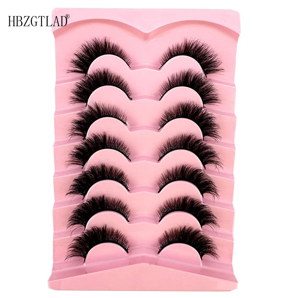 NEW 7Pairs Cat Eye Lashes Faux Mink Eyelashes Natural long Full Strip Lashes Winged End Eye Elongated Fake Lashes Soft Eyelashes