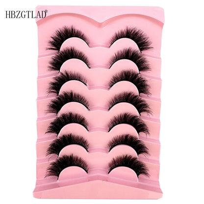 NEW 7Pairs Cat Eye Lashes Faux Mink Eyelashes Natural long Full Strip Lashes Winged End Eye Elongated Fake Lashes Soft Eyelashes
