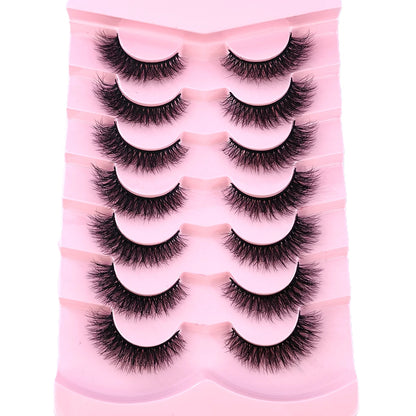 New 7 Pairs Mink Lashes Natural Look False Eyelashes Wispy Cat Eye Lashes Fluffy 3D Mink Lashes Natural Fake Lashes Strip Lashes