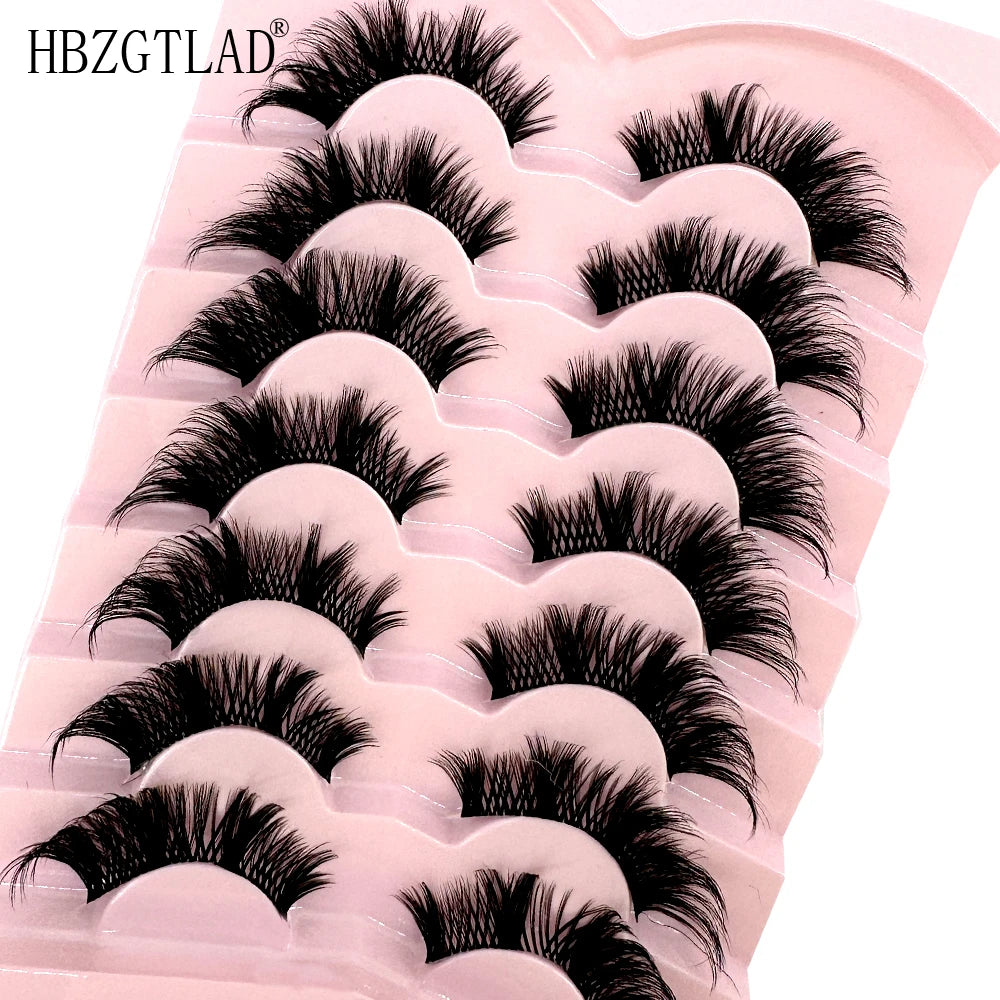 NEW 7Pairs Cat Eye Lashes Faux Mink Eyelashes Natural long Full Strip Lashes Winged End Eye Elongated Fake Lashes Soft Eyelashes