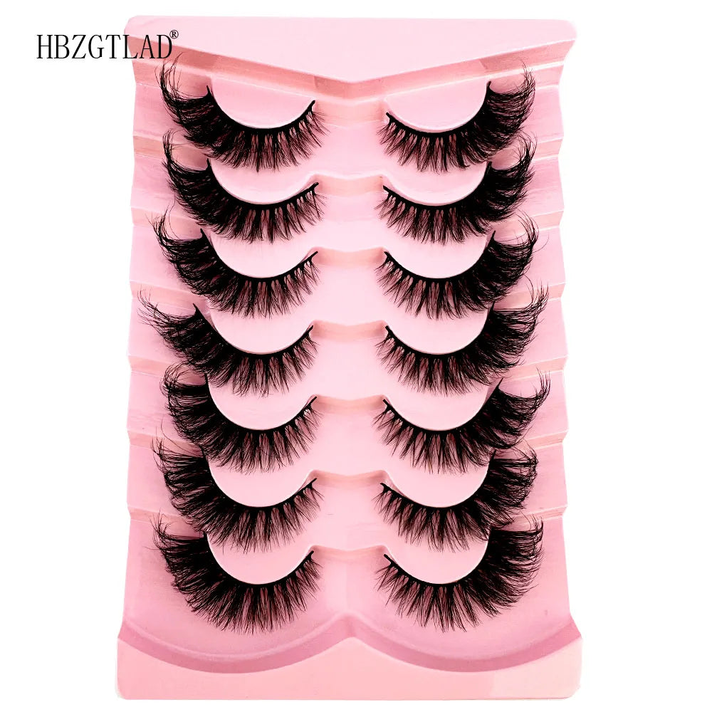NEW 7Pairs Cat Eye Lashes Faux Mink Eyelashes Natural long Full Strip Lashes Winged End Eye Elongated Fake Lashes Soft Eyelashes