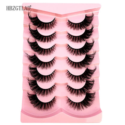 NEW 7Pairs Cat Eye Lashes Faux Mink Eyelashes Natural long Full Strip Lashes Winged End Eye Elongated Fake Lashes Soft Eyelashes