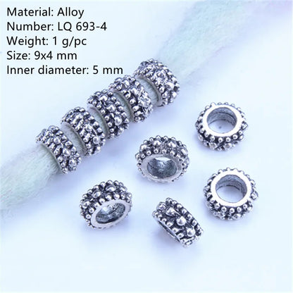 5Pcs/bag Metal Hair Braid Rings Dreadlock Beads Cuffs Tubes 3D Charms Dreadlock Dread Hair Braids Jewelry Decoration Accessories