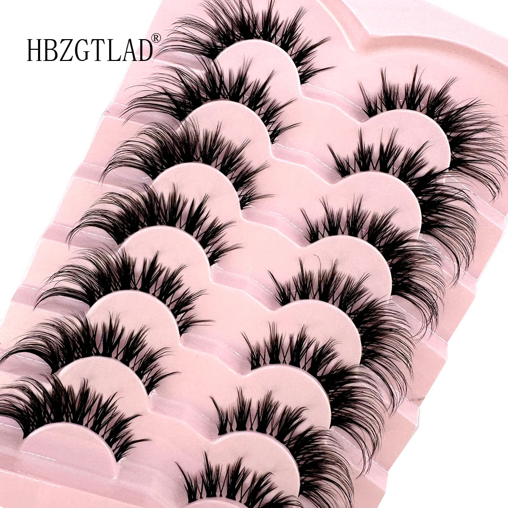 NEW 7Pairs Cat Eye Lashes Faux Mink Eyelashes Natural long Full Strip Lashes Winged End Eye Elongated Fake Lashes Soft Eyelashes