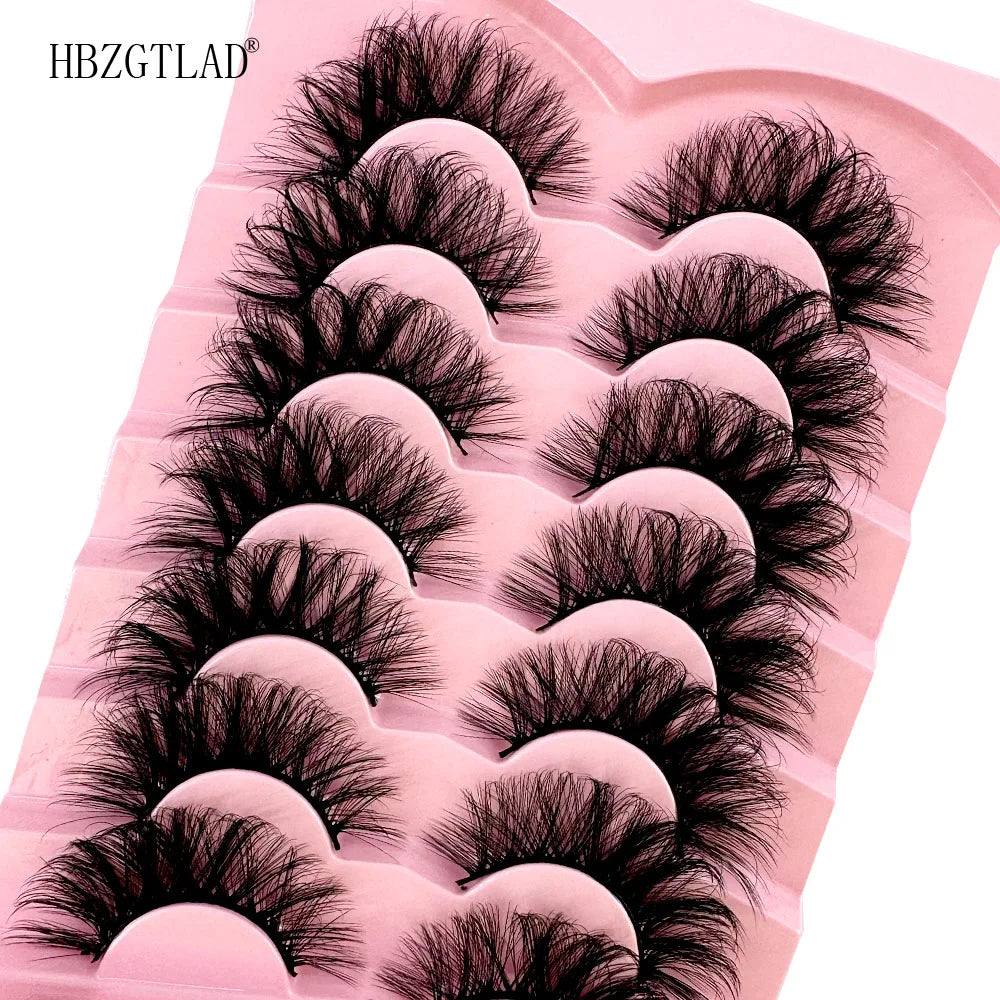 NEW 7Pairs Cat Eye Lashes Faux Mink Eyelashes Natural long Full Strip Lashes Winged End Eye Elongated Fake Lashes Soft Eyelashes
