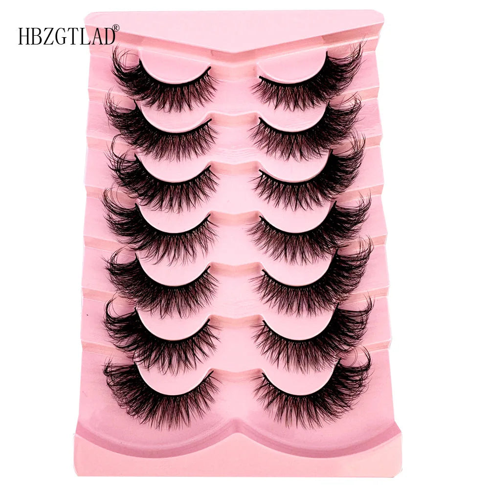 NEW 7Pairs Cat Eye Lashes Faux Mink Eyelashes Natural long Full Strip Lashes Winged End Eye Elongated Fake Lashes Soft Eyelashes