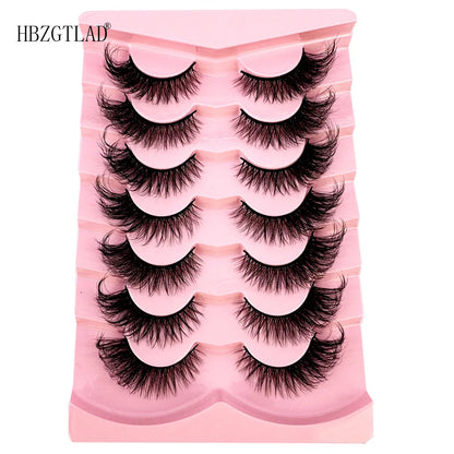 NEW 7Pairs Cat Eye Lashes Faux Mink Eyelashes Natural long Full Strip Lashes Winged End Eye Elongated Fake Lashes Soft Eyelashes