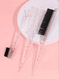 3-piece transparent comb set with double-sided edge control brush  tear brush and pointed tail comb Special for real hair wigs