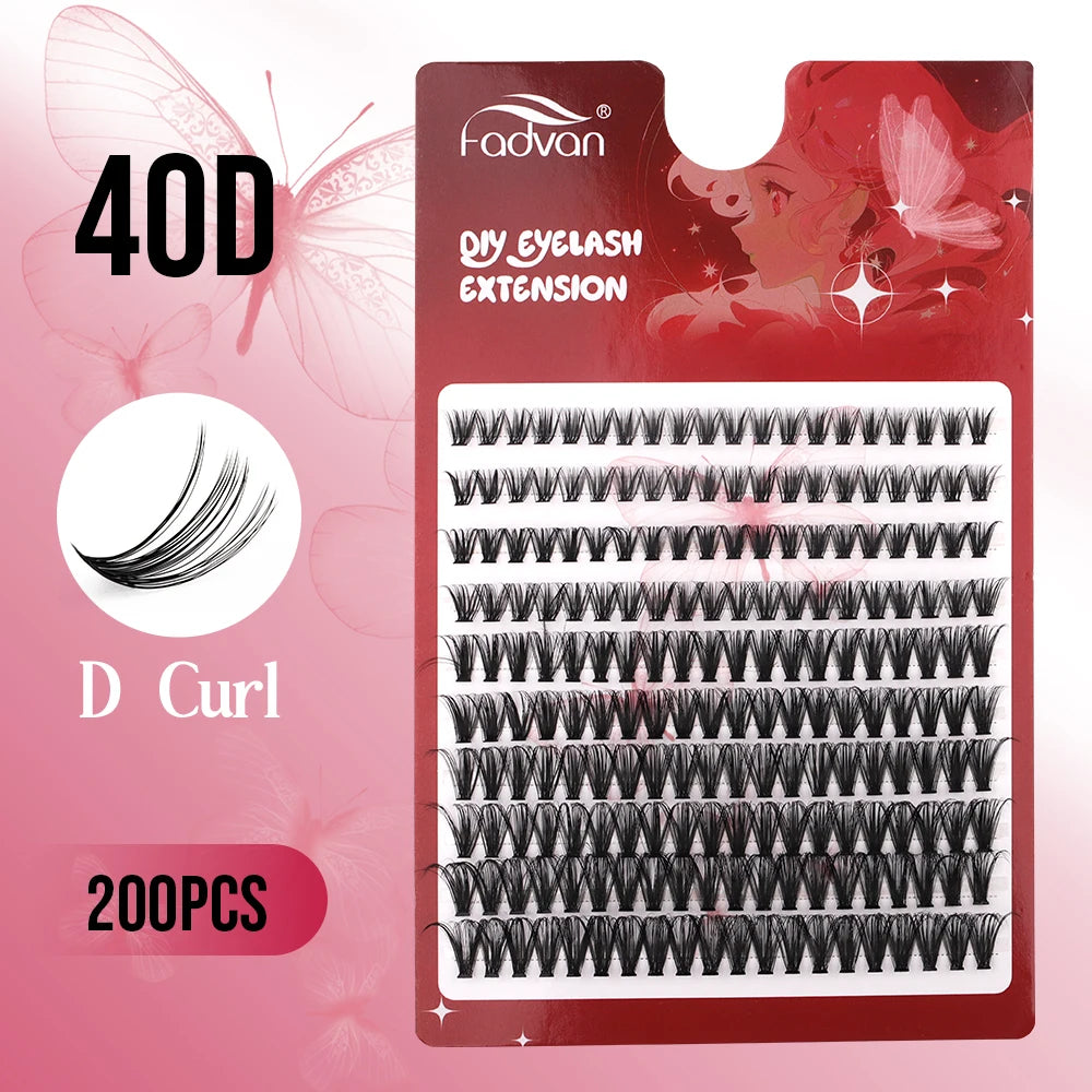 Fadvan DIY Cluster Lashes Mixed Tray Individual Lashes Volume Eye Lashes Soft Natural Lashes Mink Lash Cluster False Eyelashes