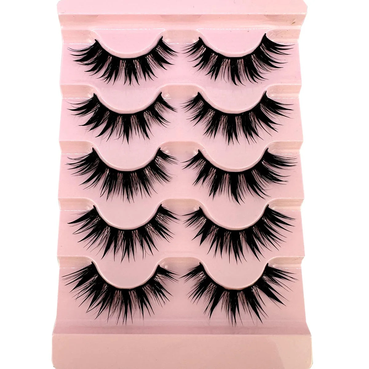 NEW 5Pairs Cosplay Anime Eyelashes Makeup Women Manga Lashes Dramatic Fairy Clusters False Lashes Wet Look Fake Lashes