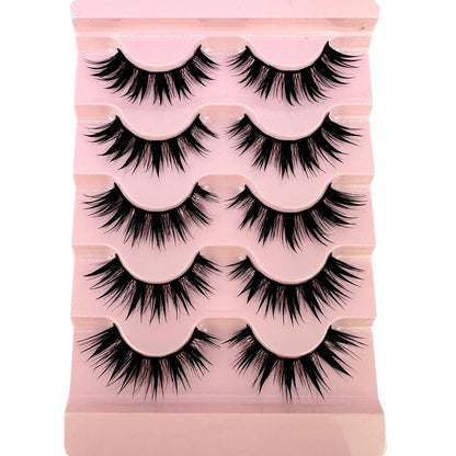 NEW 5Pairs Cosplay Anime Eyelashes Makeup Women Manga Lashes Dramatic Fairy Clusters False Lashes Wet Look Fake Lashes