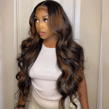 32 Inch Highlight Lace Front Wig Human Hair 1B/30 Body Wave Ombre Lace Front Wig Human Hair 13x6 Lace Frontal Wigs 180 Density