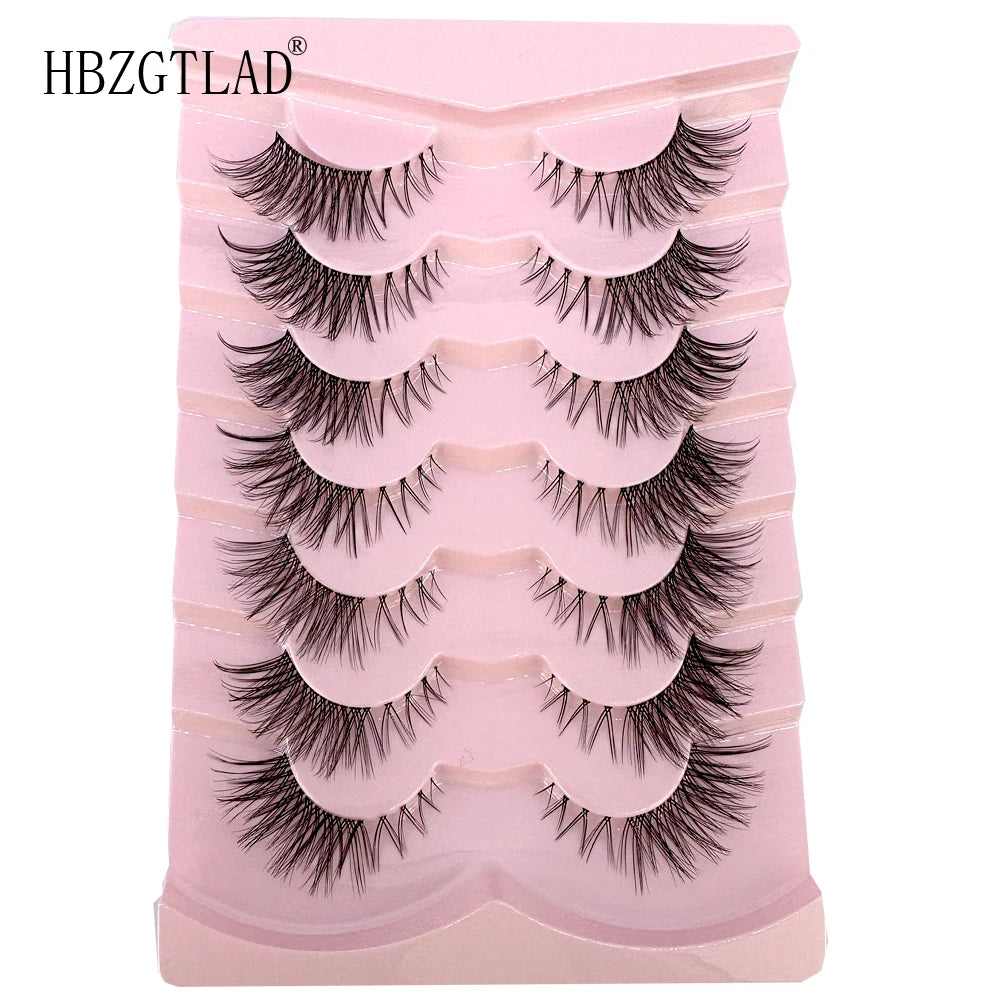 NEW 7Pairs Cat Eye Lashes Faux Mink Eyelashes Natural long Full Strip Lashes Winged End Eye Elongated Fake Lashes Soft Eyelashes