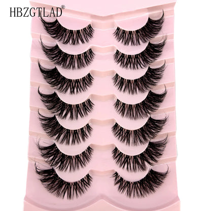 NEW 7Pairs Cat Eye Lashes Faux Mink Eyelashes Natural long Full Strip Lashes Winged End Eye Elongated Fake Lashes Soft Eyelashes