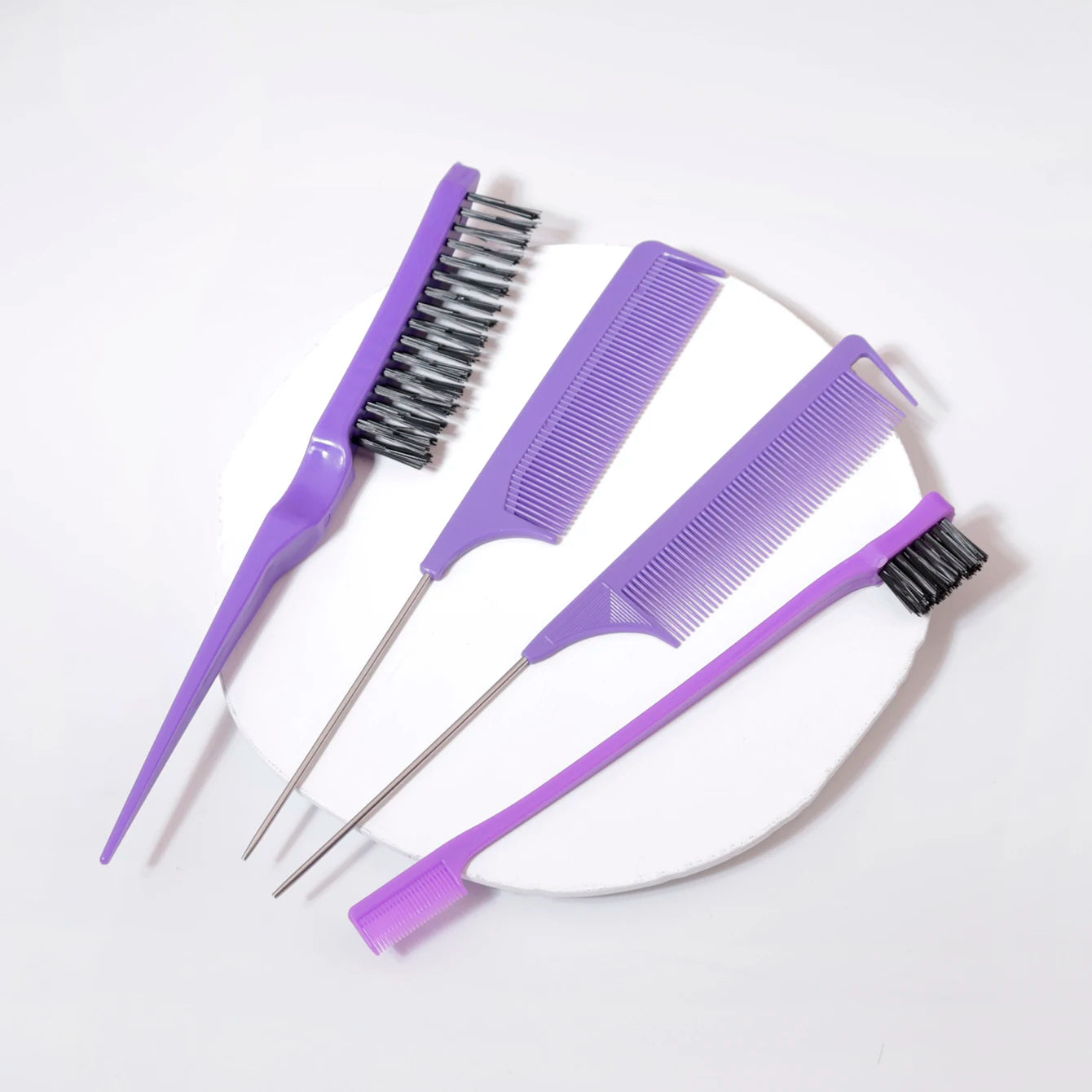 Hairstyle comb styling set of 4pc, mouse tail comb edge brush, used for brushing, and cutting hair，Special for real hair wigs