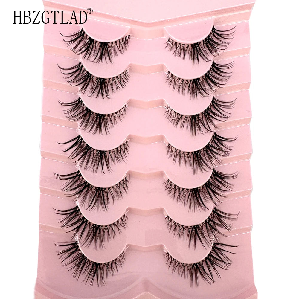 NEW 7Pairs Cat Eye Lashes Faux Mink Eyelashes Natural long Full Strip Lashes Winged End Eye Elongated Fake Lashes Soft Eyelashes