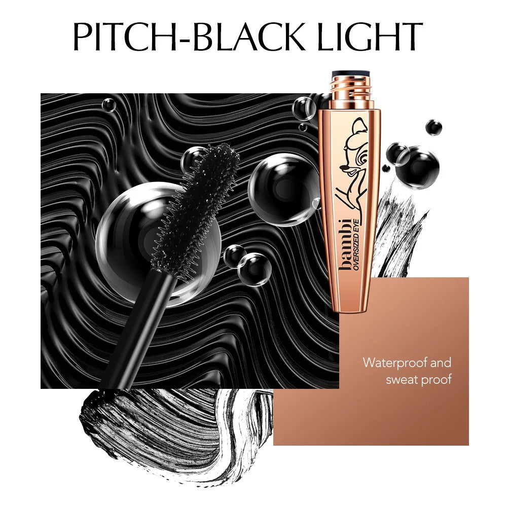 5D Thick and Long Black Silk Fiber Deer Eye Black Large Capacity Eye Makeup: Black Cosmetics Beauty Eye Makeup