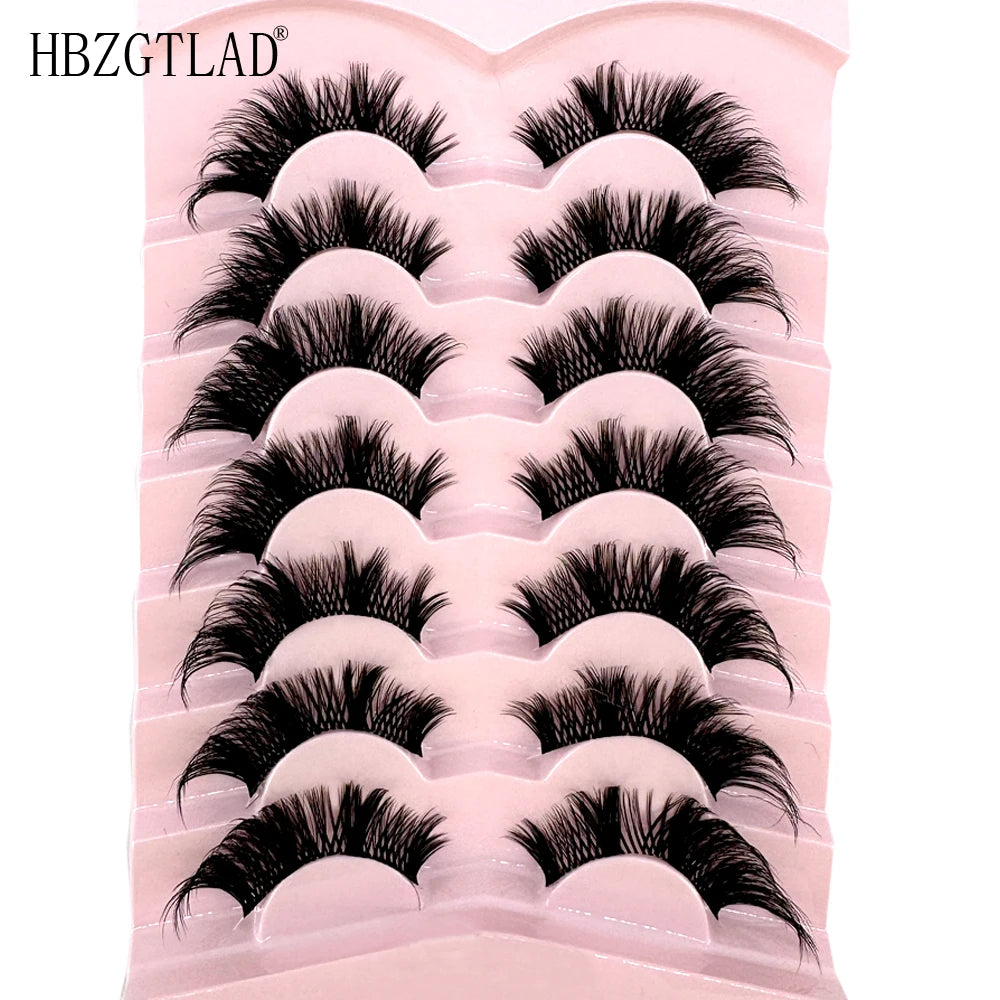NEW 7Pairs Cat Eye Lashes Faux Mink Eyelashes Natural long Full Strip Lashes Winged End Eye Elongated Fake Lashes Soft Eyelashes